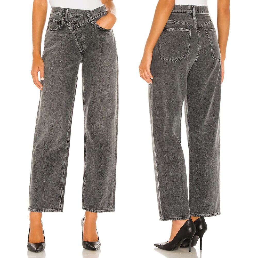 AGOLDE Criss Cross Straight Jeans Synchronize Gray Size 24